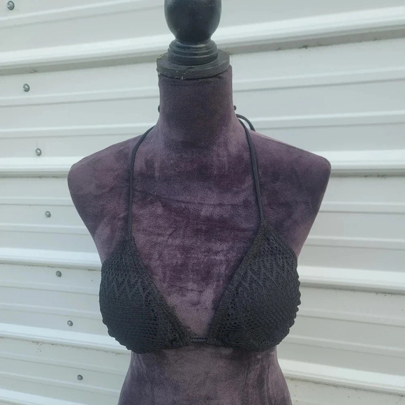 No Boundaries Junior's Black Lace Adjust Triangle Bikini Swim Top Size L (11-13) - Picture 1 of 13